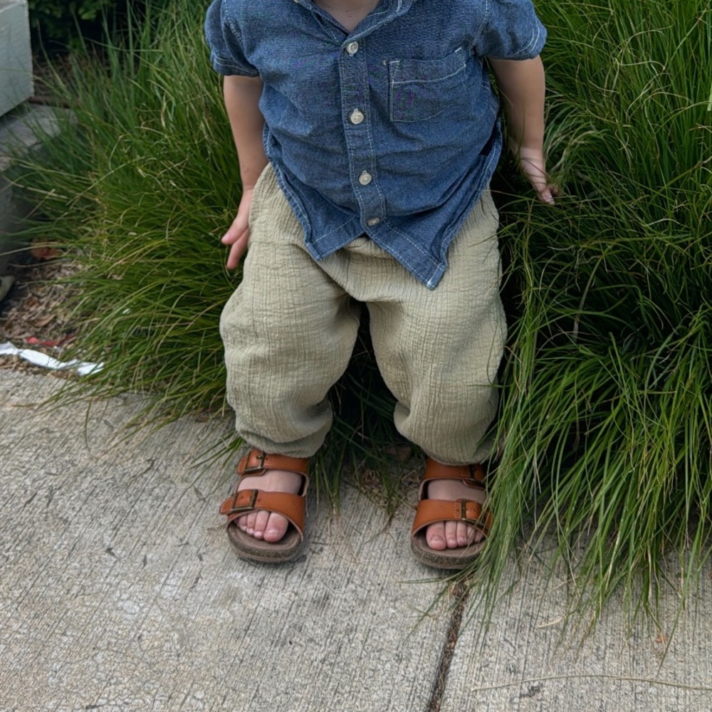 Zara olive green Kids crinkled pants